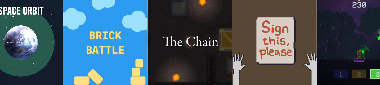 thumbnails from various game projects