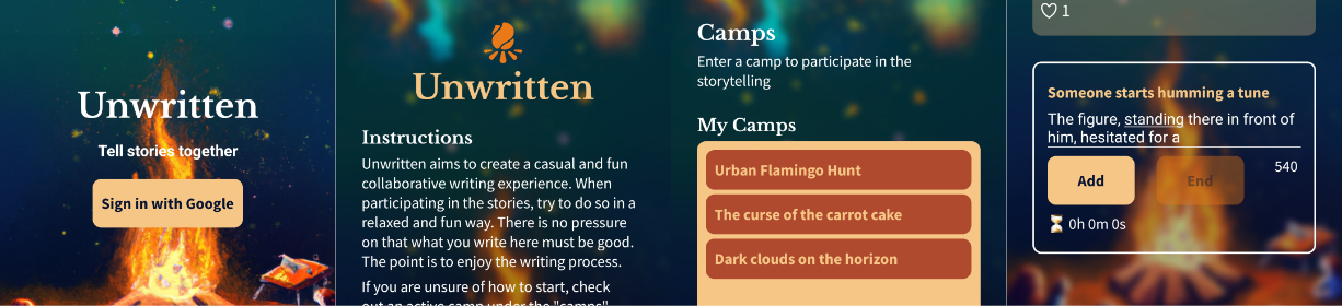 screenshots from the unwritten game